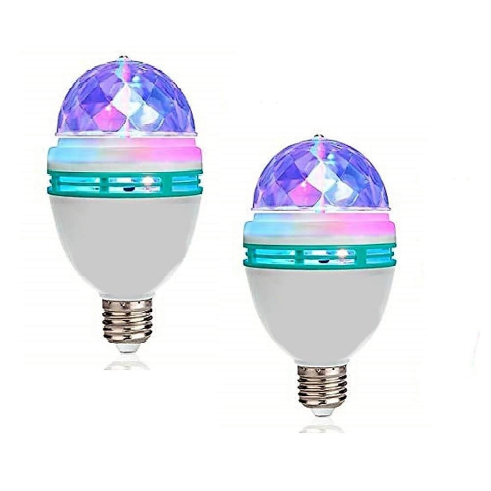 Elegantoss Set of 2 Rotating LED Strobe Bulb RGB Multi Changing Color
