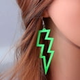 thumbnail image 2 of Pendientes colgantes de neón Acrílico Yashi 6 colores mujer aretes largos forma de rayo verde fluorescente retro exagerado, 2 of 5