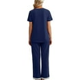 thumbnail image 3 of Mialoley Femmes 2 Pièce Ensemble de Salon Pyjama Ensemble Manches Courtes Col Rond Tops Élastique Bande Contraste Couleur/floral Pantalon Ensembles de Vêtements de Nuit, 3 of 5