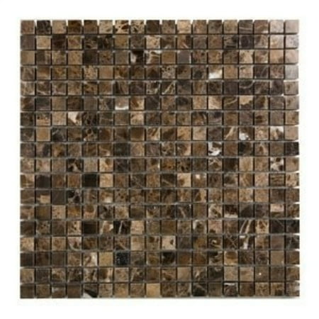 5/8 x 5/8 emperador marble polished mosaic tiles for backsplash, shower walls, bathroom (Best Tiles For Bathroom Floor And Walls)