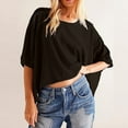 thumbnail image 6 of Womens Oversized T Shirts Cropped Summer Casual Short Sleeve Loose Fit Tee Tops Girls Long Sleeve Women Casual Tee Athletic Short Sleeve Shirt Women Thin T Shirts Women Womens Short Sleeve T Shirt, 6 of 8