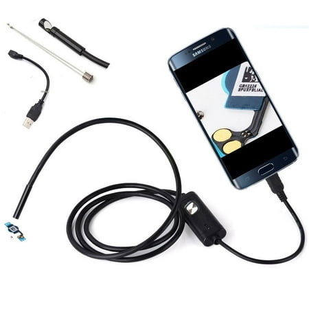 Waterproof HD 2M/7mm Endoscope Lens Mini USB Inspection Camera with 6 LED Lights Borescope for Android Smartphone/PC/Lapt (Best Inspection Camera For Iphone)