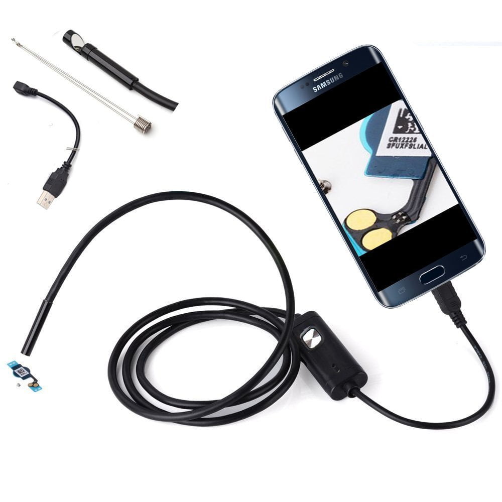Waterproof HD 2M/7mm Endoscope Lens Mini USB Inspection Camera with 6