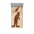 thumbnail image 1 of Tropical Animals Fitted Sheet & Pillow Sham Set, Aboriginal Kangaroo Motif Cream Toned Circling Dot Design, Decorative Printed 2 Piece Bedding Decor Set, Twin, Redwood Brown, by Ambesonne, 1 of 2