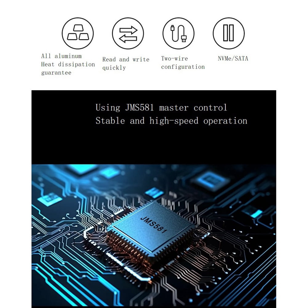 M.2 NVME NGFF SSD Enclosure Single Chip Dual Protocol Dual Disk USB3.2 10Gb Mobile Storage Hard Drive Box