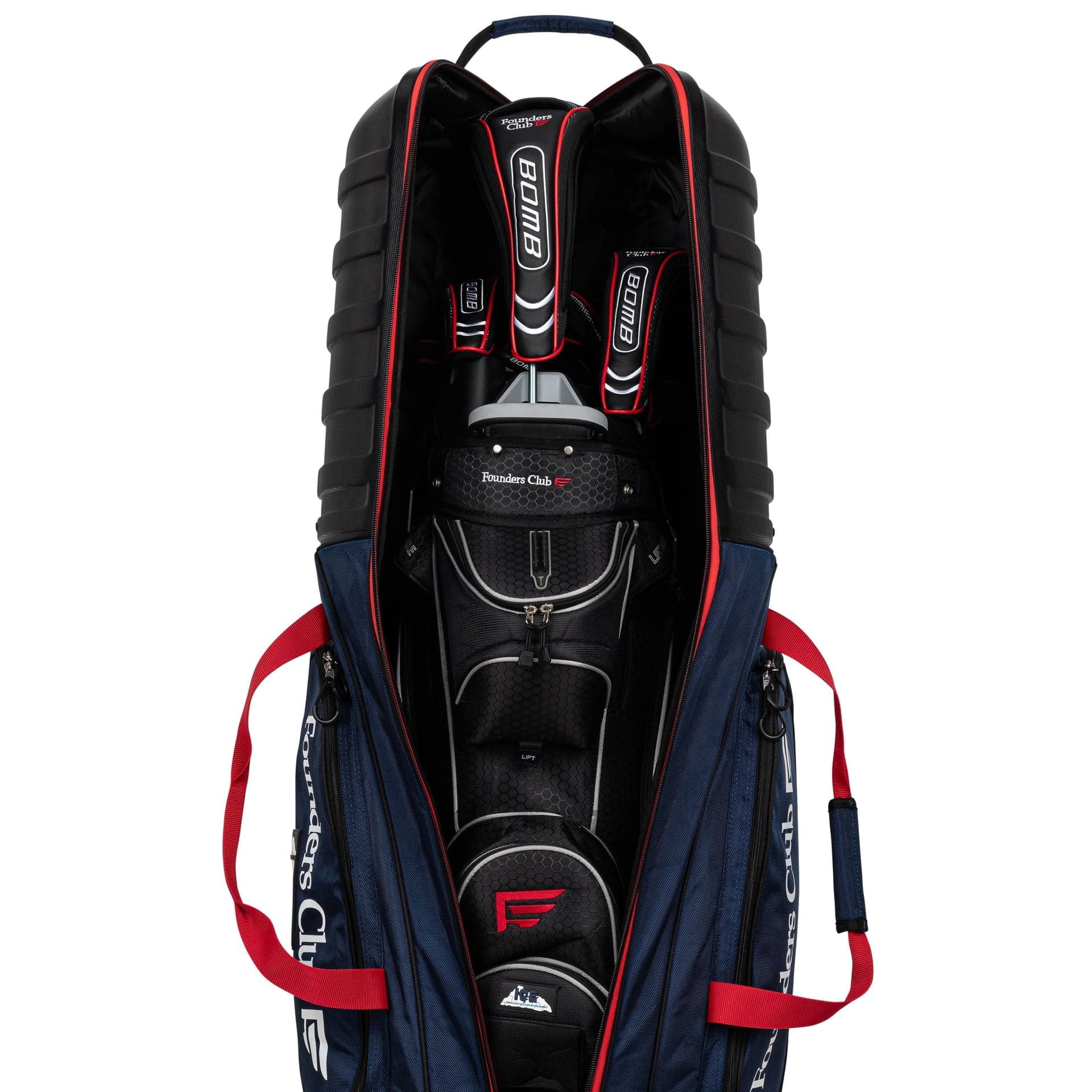 Founders Club Golf Travel Bag with Wheels - Lightweight Travel Cover  Case for Airlines - Club Protection with ABS Hard Top  Standup Pole Stiffening System