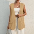 thumbnail image 7 of Women's Summer Sleeveless Suit Vest Blazer V Neck Single Button Solid Color Work Casual Style Breathable Fabric For All Seasons, 7 of 7