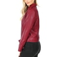 thumbnail image 3 of KOGMO Women's Vegan Leather Moto Jacket with Belt, 3 of 5