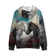 thumbnail image 2 of Chaqlin White Black Horse Print Fuzzy Pullover for Youth and Boys - girls Fuzzy Sweatshirts Comfy Casual Lightweight Hoodie for Daily Wear and Gym, 2 of 7