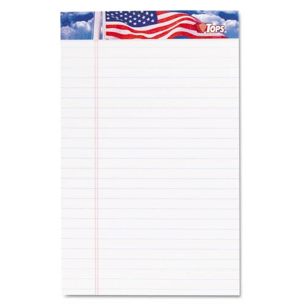 American Pride Writing Pad, Narrow Rule, Red/white/blue Headband, 50 White 5 X 8 Sheets, 12/pack | Bundle of 5 Packs
