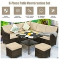 thumbnail image 3 of Costway 6PCS Patio Rattan Dining Sofa Furniture Set Ottoman Table Lower Shelf, 3 of 10