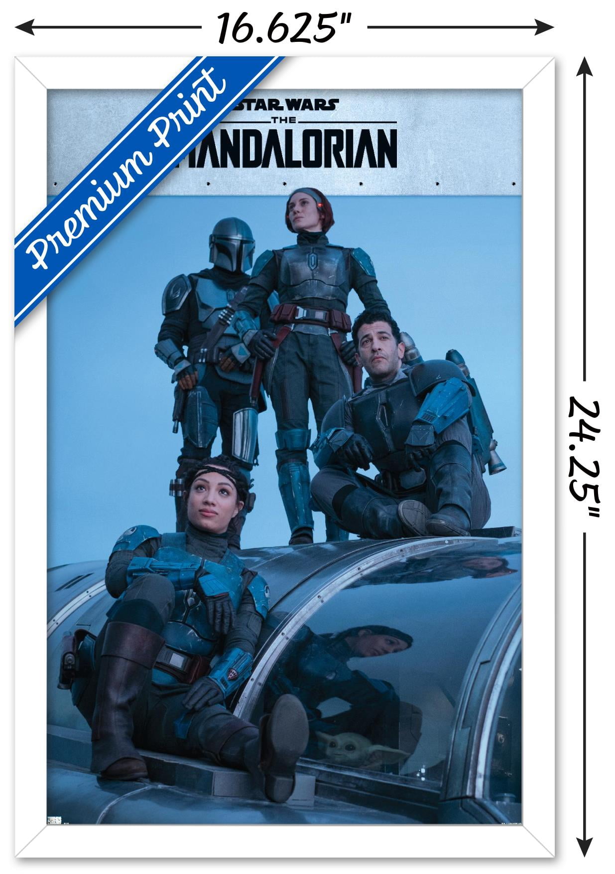 Star Wars: The Mandalorian Season 2 - Mandalorian Group Wall Poster, 14.725" x 22.375", Framed
