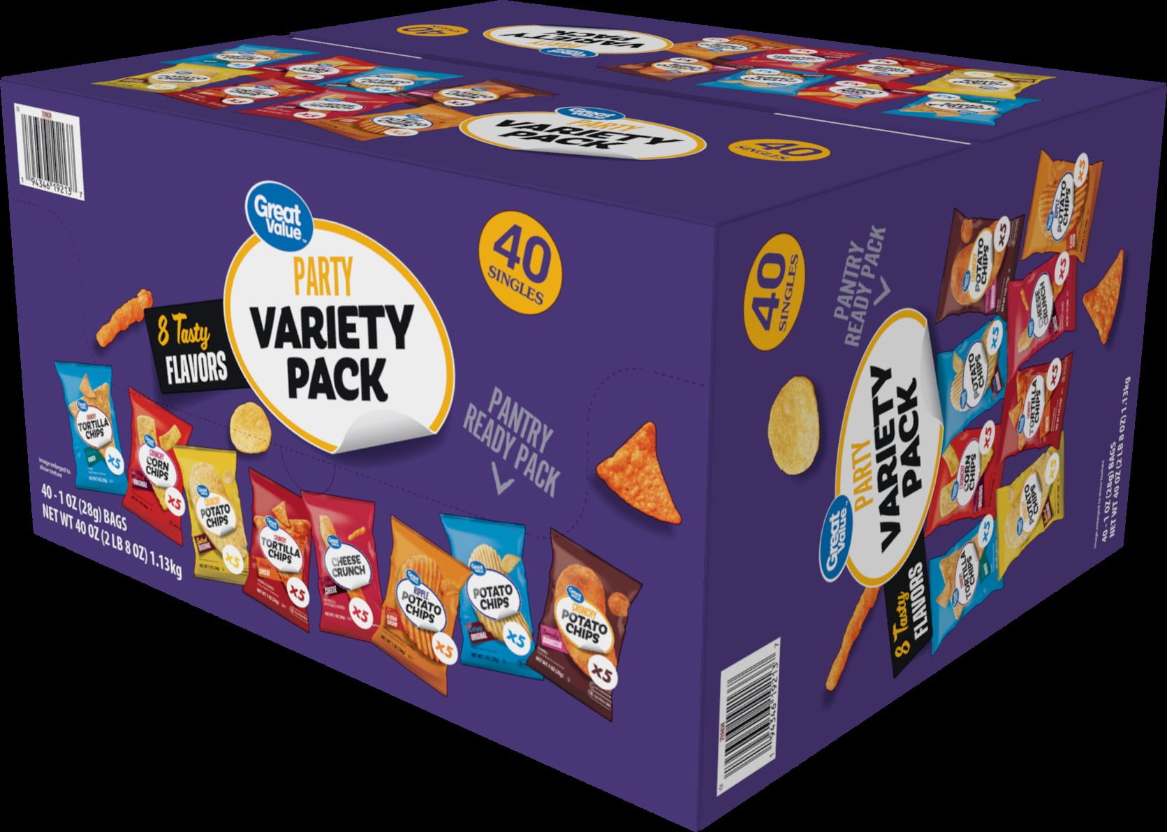 Great Value Flavor Variety Chips, 1 oz, 40 Count