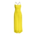 thumbnail image 5 of AKOEE Chiffon Dressy Jumpsuits for Women Elegant Party Casual Sexy Sleeveless Metal Strap Pleated Wide Leg Rompers (XL, Yellow), 5 of 7