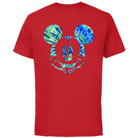 Disney Mickey Mouse Green Tie Dye - Short Sleeve Cotton T-Shirt for Adults - Customized-Red