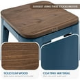 thumbnail image 4 of YYEAN 30 Inch Metal Bar Stools with Square Solid Elm Wood Seat Top, Backless Stackable Industrial Barstools Set of 2-Deep Blue, 4 of 11