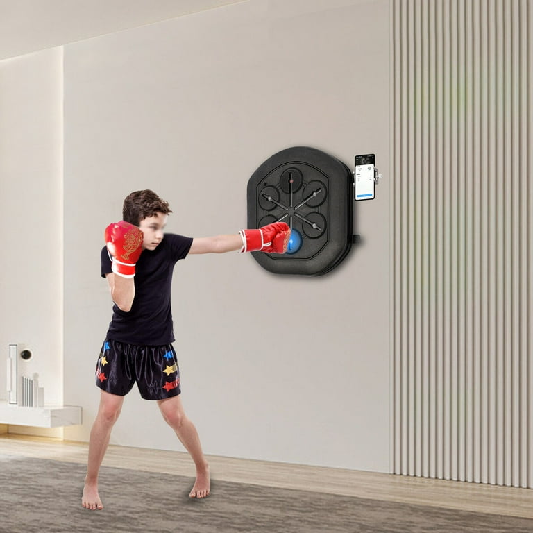 MEIMAI Boxing Machine Wall Mounted, Smart Music Boxing Machine with LED,  Electronic Punching Machine with Phone Holder & Boxing Gloves for Home