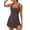 Dark Brown, variant on SHEWIN One Piece Swimdress Swimsuit for Women Tummy Control Split Swim Dress Skirt Bathing Suit with Pockets