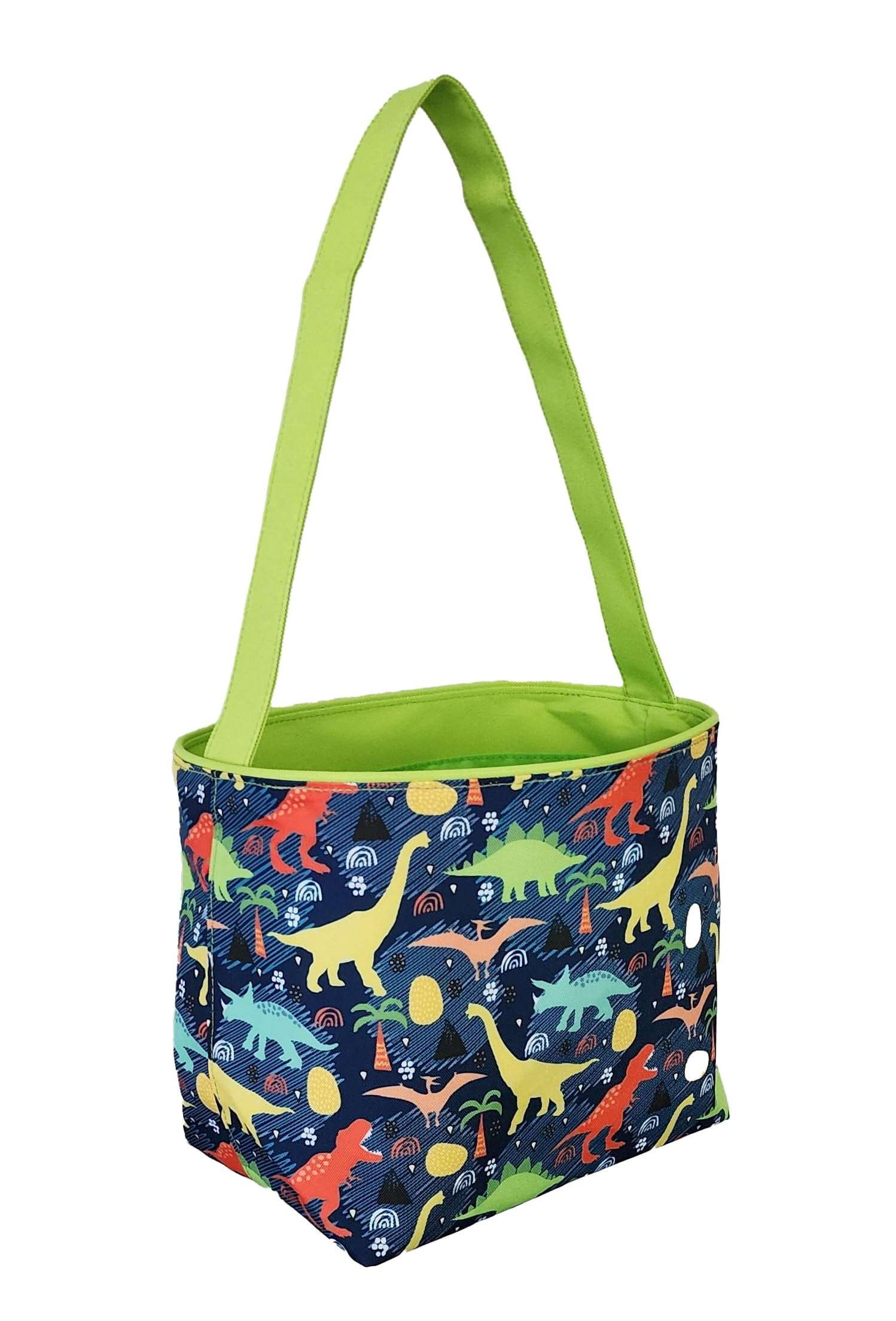 Dinosaur Easter Basket Bucket Fabric Tote Bag Toy Bin - Can Be Personalized or Monogrammed - Great Gift for Boy or Girl