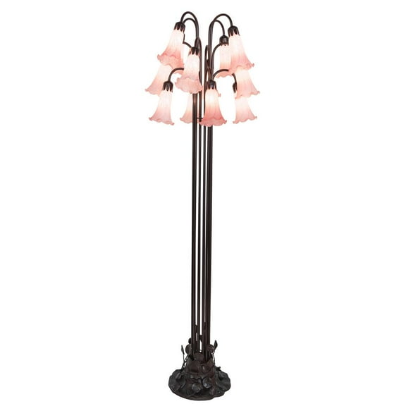 Meyda Lighting 63" High Pink Tiffany Pond Lily 12 LT Floor Lamp