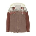 thumbnail image 4 of Hooded Jacket Women Casual Corduroy Color Block Patchwork Drawstring Button Long Sleeve Hooded Jacket For A Retro Casual Look Jackets For Women, 4 of 8