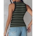thumbnail image 6 of Women'S Striped Athletic Tank Tops with Built in Bras Fitness Workout Running Tops Black & Green M, 6 of 7