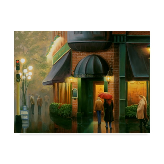 Trademark Fine Art 'Rainy Day Pub' Canvas Art by Leo Stans