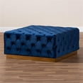thumbnail image 6 of Bowery Hill Royal Blue Velvet Gold Finished Square Cocktail Ottoman, 6 of 7