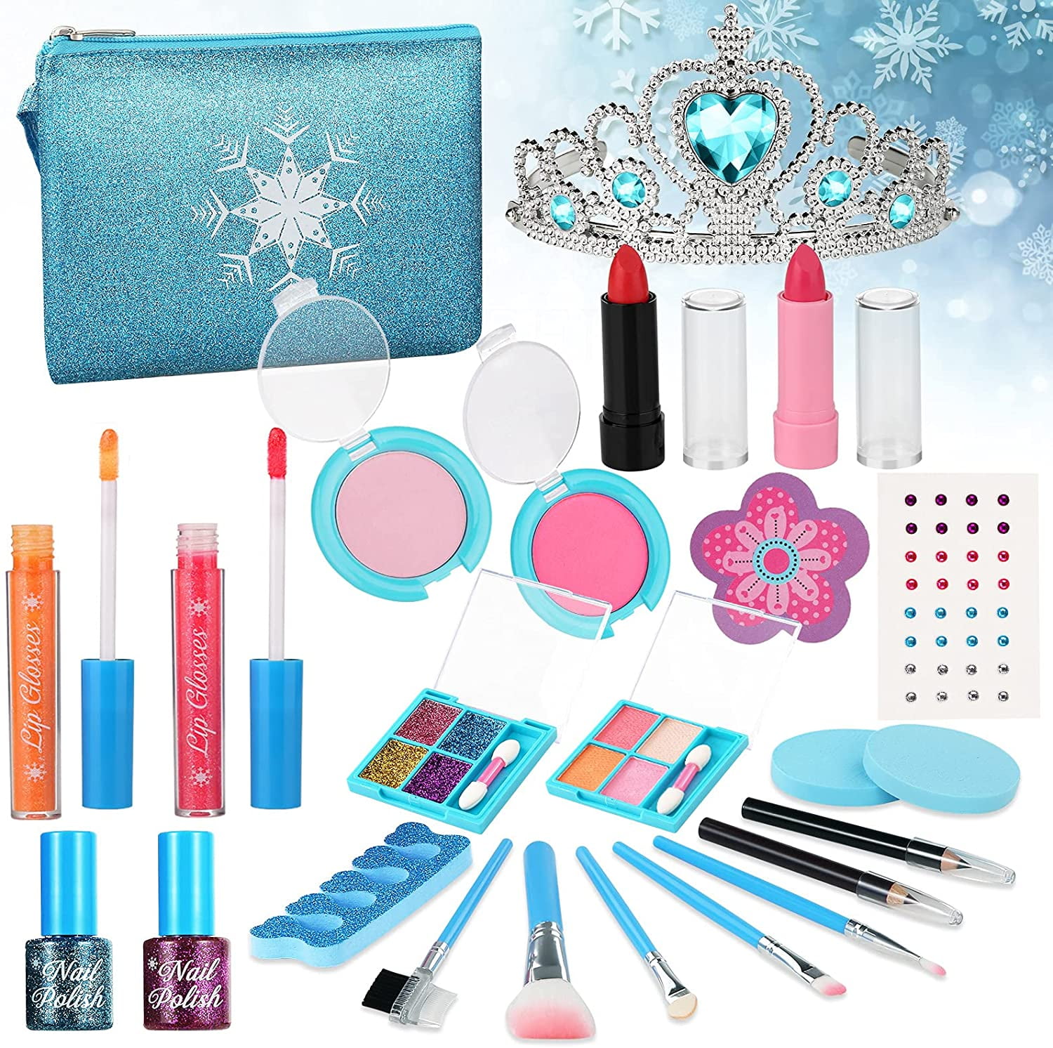 Kids Makeup Kit for Girl, 24 Pcs Washable Makeup Kit Real Cosmetic Toy ...