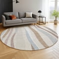 thumbnail image 6 of Addison Rugs Mayfield Premium Machine Washable Transitional Stripes Beige Round Rug, 8' x 8', 6 of 6