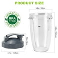 thumbnail image 3 of Set of 2 Durable 24oz Blending Cups with Leak-Proof Lids for NutriBullet 600W & 900W Blenders, BPA-Free & Dishwasher Safe, 3 of 6