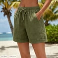 thumbnail image 2 of Womens Casual Cargo Shorts, Comfy Utility Shorts with Patch Pockets, Solid Color High Waist Cuffed Summer Shorts, S-3XL, 2 of 5