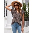 thumbnail image 2 of Vestido tipo top LOMON para mujer, manga ondulada, cuello en V, estampado floral, 2 of 4