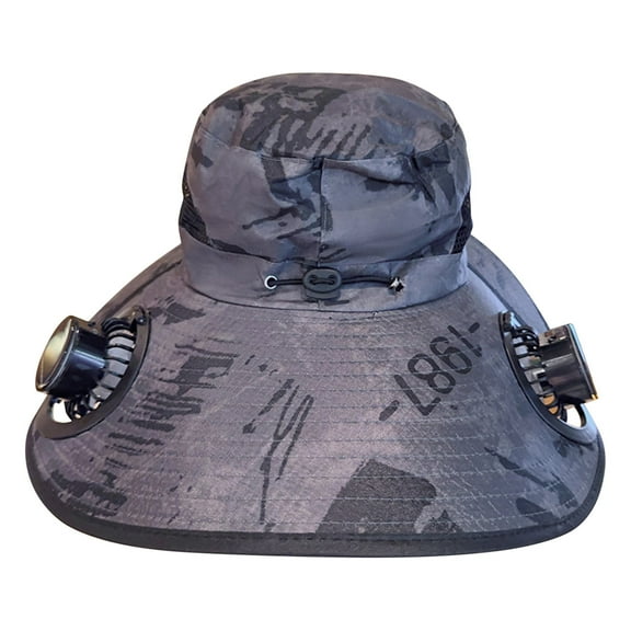 YOTQUSKI Solar Fan Hats for Men, Outdoor Wide Brim Sun Hat with 2 Solar Fan Sun, Bucket Hat for Men Women, UPF 50  Bucket Fishing & Beach Hat with Fan Built in