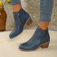 thumbnail image 4 of Mepaouo Womens Chelsea Boots Chunky Heel Platform Ankle Booties Leather Slip on Work Walking Shoes, 4 of 8