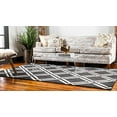 thumbnail image 3 of Unique Loom 3116194 7 x 10 ft. Detroit Trellis Rectangular Rug, Black, 3 of 5