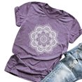 thumbnail image 3 of Camiseta de mujer Blusa de verano con cuello redondo y manga corta con estampado floral, Morado, 3XL Eigraketly AP002559-18, 3 of 5