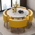 thumbnail image 1 of Marble Round 80cm Dining Tables Set 4 Chairs Modern Center Wood Table Luxury White Muebles Para El Hogar Apartment Furniture My Lux Decor Round, 1 of 24