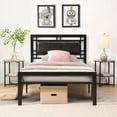 Modern Metal Bed Frame with Headboard and Footboard, Heavy Duty ...