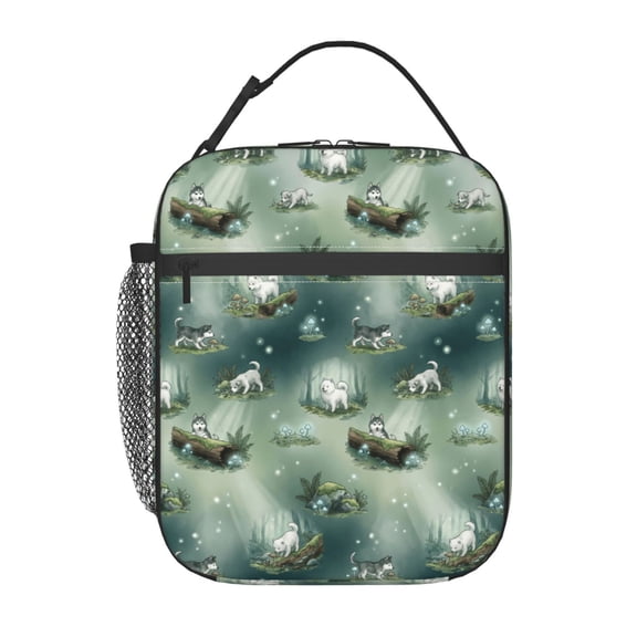 Dog Lunch Bag, Forest Puppy Reusable Thermal Insulated Lunch Box For Women Men, Lunch Tote For Office Workplace Travel, Cooler Bag, Designed For Pet Lovers