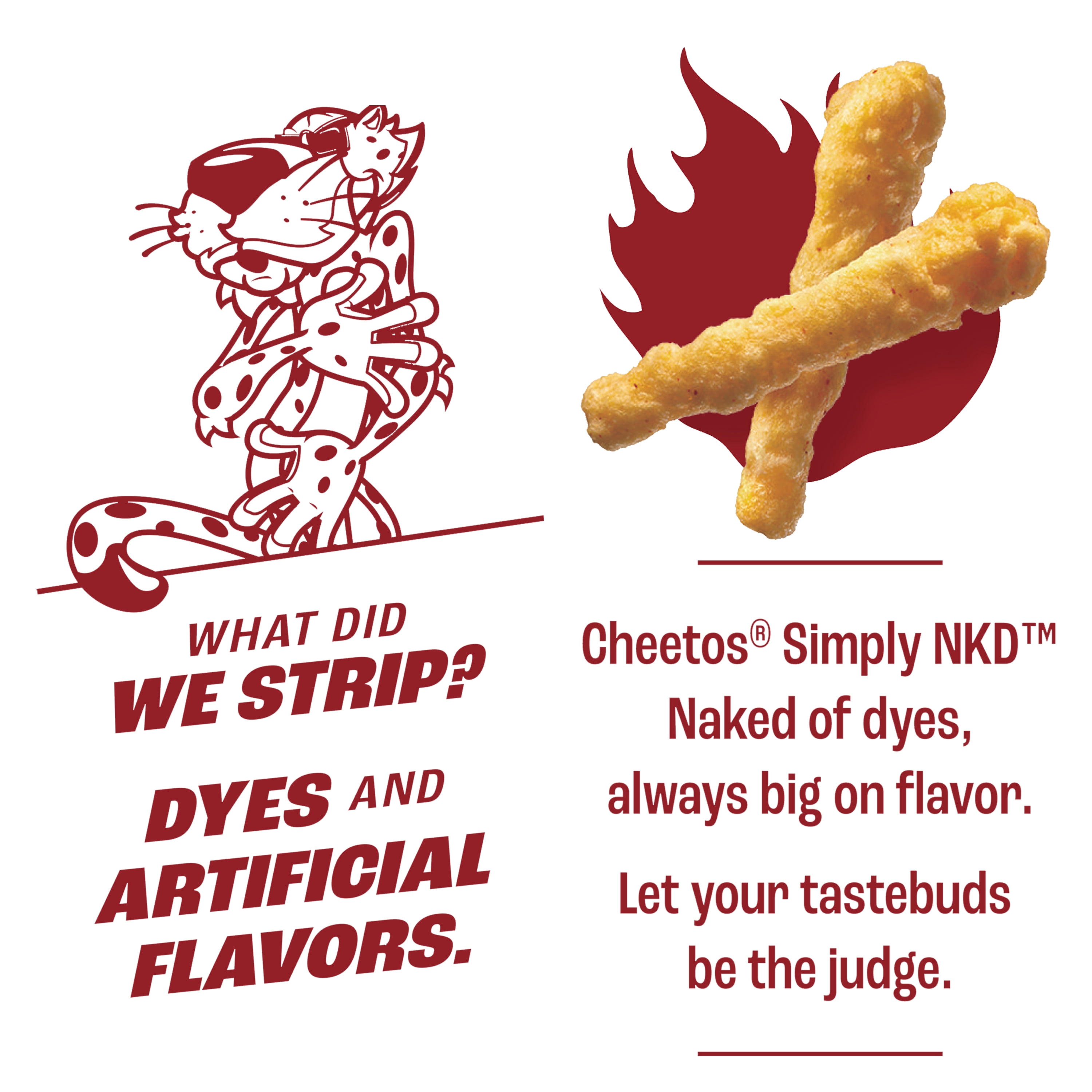 Cheetos Simply NKD, No Dyes No Artificial Flavors Crunchy Flamin’ Hot Cheese Flavored Snacks Bag, 8.5 oz