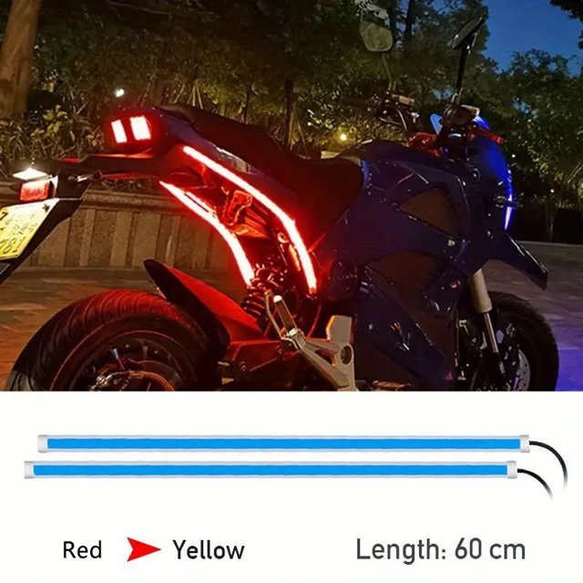 Luces LED de señal de giro para motocicleta, 2 piezas, impermeables, 60cm, decoración colorida, luces de circulación diurna para coche, 12V