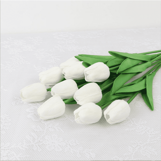 Xiao Hua 12 tulipanes artificiales, flores falsas, flores artificiales para decoración de bodas