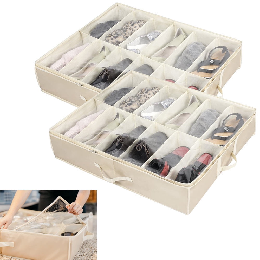 Under the Bed Shoe Organizer Underbed Storage Holder Container for Your Closet 