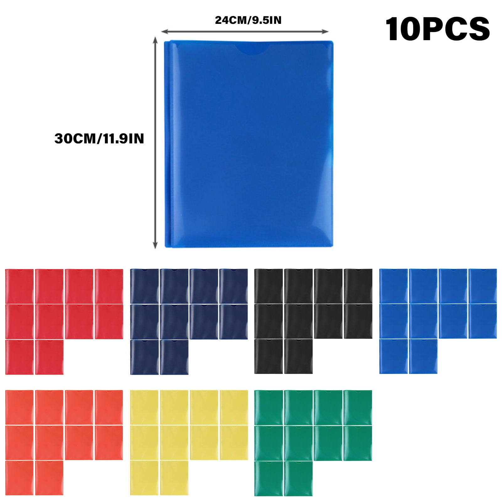 10Pcs Letter Size Paper Folder with Two Pockets and Business Card Holder, Two Pocket Folders with 3 Prong for Office