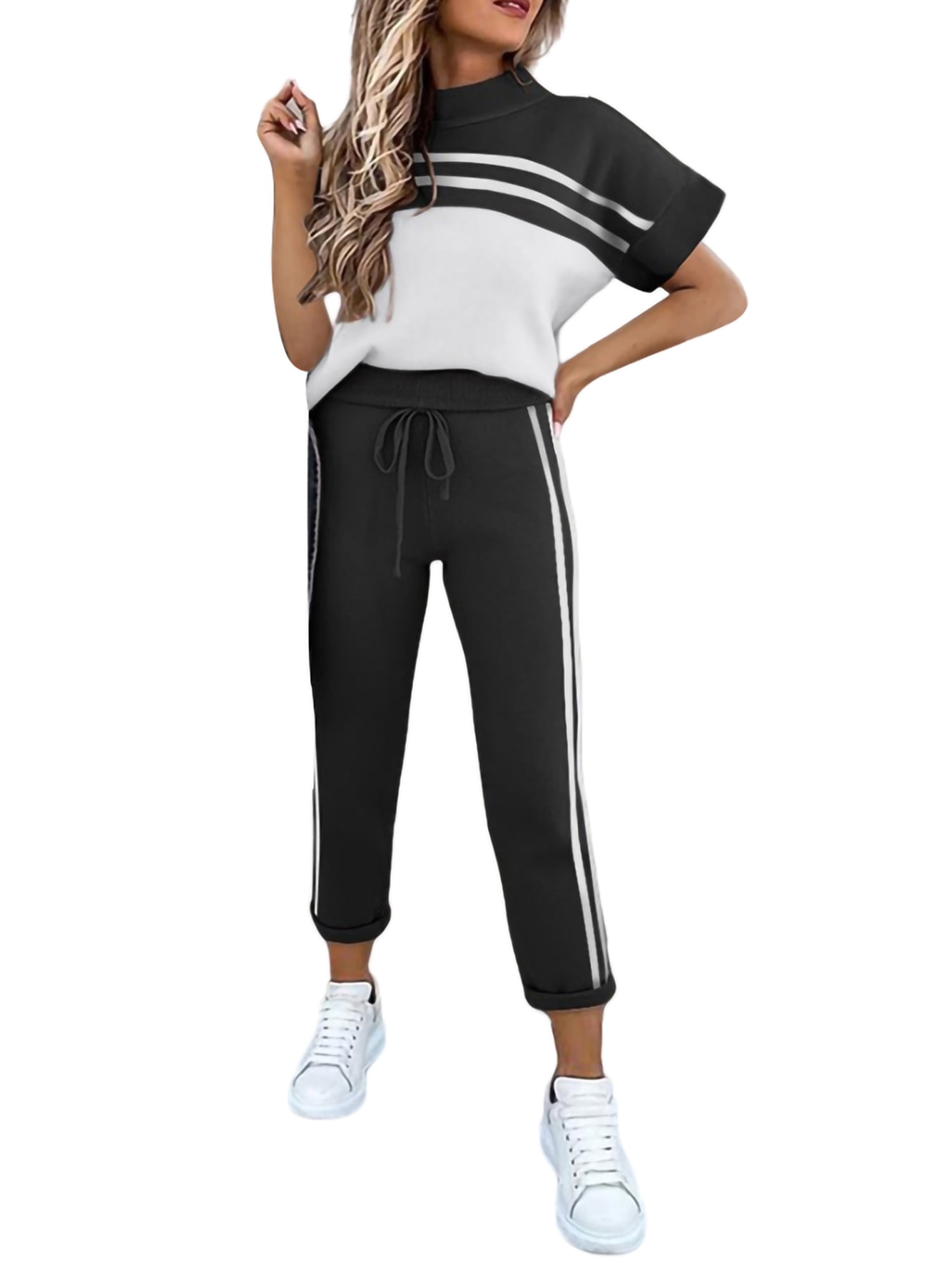 Summer Striped Short Sleeve Jogging 