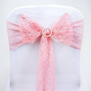 Efavormart 5pc x JOLLY GOOD Lace Chair Sashes for Wedding Events Banquet Decor Chair Bow Sash Party Decoration Supplies - Coral