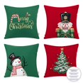 thumbnail image 3 of Christmas Classic Red, Green Printed Decorative Pillow Covers, Holiday Series Throw Pillow, Red and Green, 18" x 18", Set of 4, 3 of 3