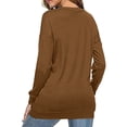 thumbnail image 2 of Gibobby Sudadera con forro polar Mujer 1 Uds. Sudadera holgada informal de manga larga con cuello redondo de Color sólido para mujer Otoño Invierno 1 Uds. Sudadera sin capucha(Café, S), 2 of 5