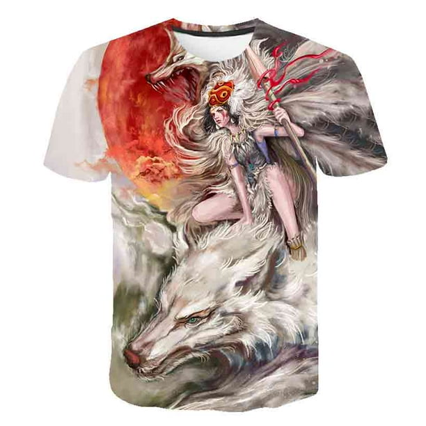 Niño Animal Lobo camiseta niña ropa niño dibujos animados 1-14 años niños 3D moda camiseta niños verano Cool Hip Hop Street Casual Top6M Gao Jinjia LED